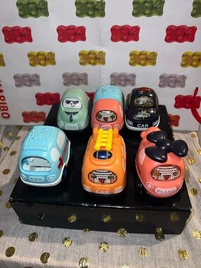 Kids Mini Toy Vehicle Set - Assorted Colors (Blue, Orange, Green, Coral, Black)